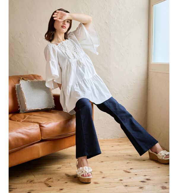 MAJESTICLEGON「美脚フレアデニムパンツ」|デニム|