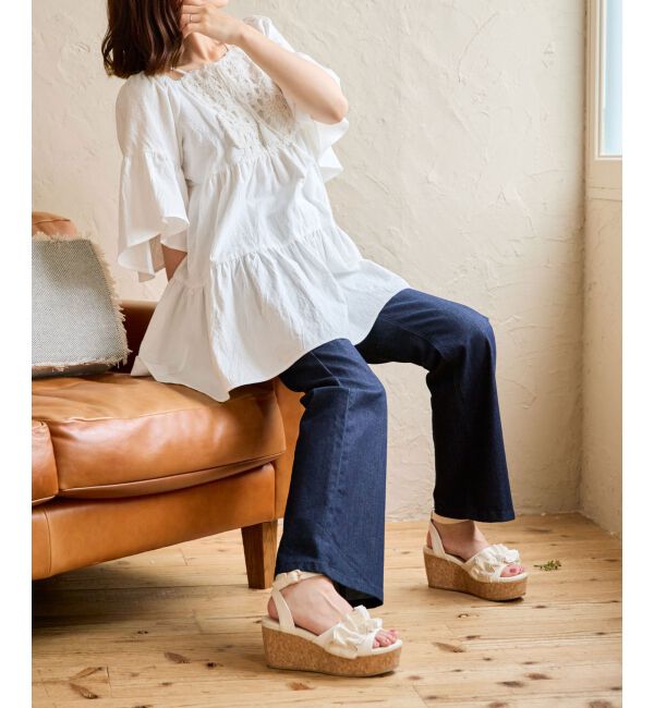 MAJESTICLEGON「美脚フレアデニムパンツ」|デニム|