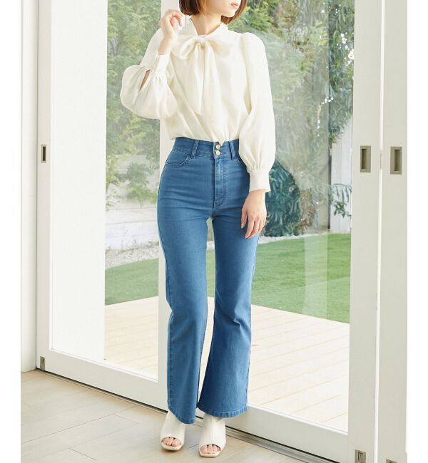 MAJESTICLEGON「美脚フレアデニムパンツ」|デニム|