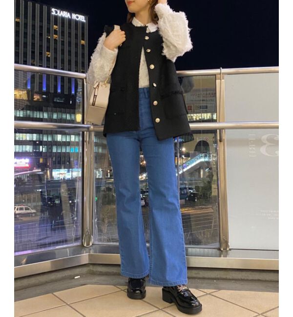 MAJESTICLEGON「美脚フレアデニムパンツ」|デニム|