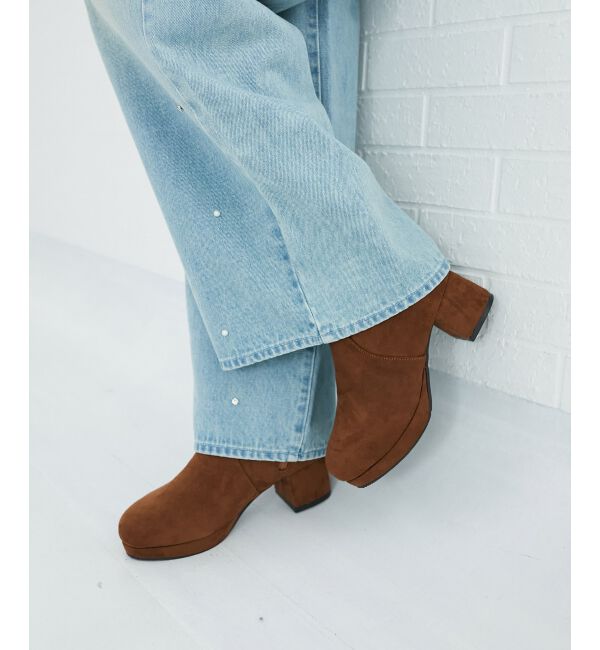 MAJESTICLEGON「フカフカヒールストレッチブーツ」|ショートブーツ|