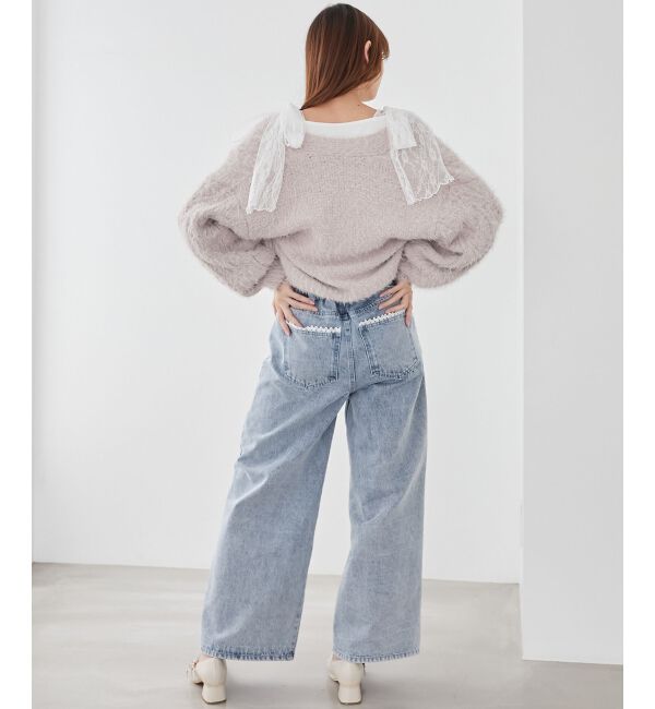 MAJESTICLEGON「肩リボンリブトップス」|Tシャツ・カットソー|