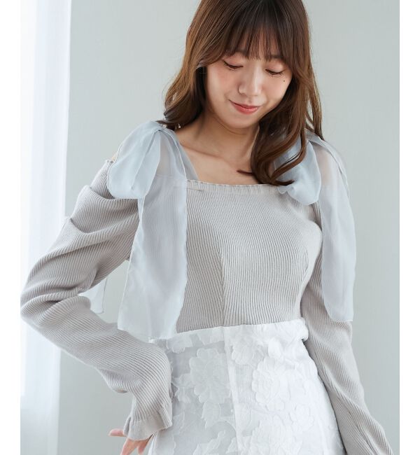  「ニットドッキング肩リボンワンピ」|ワンピース|