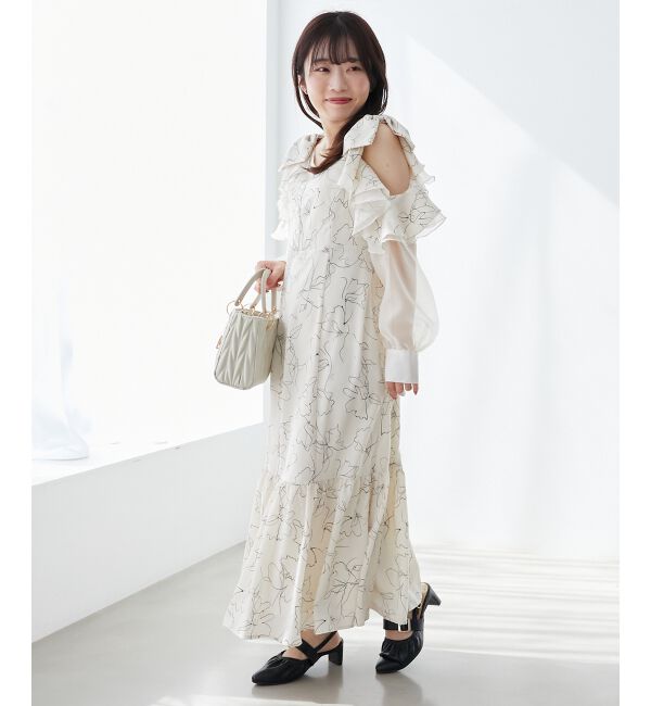 MAJESTICLEGON「フリルリボン肩あきワンピース」|ワンピース|