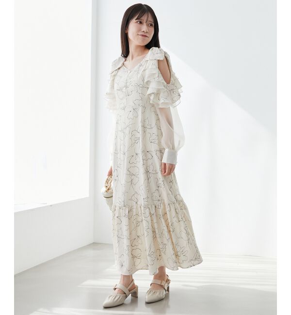 MAJESTICLEGON「フリルリボン肩あきワンピース」|ワンピース|