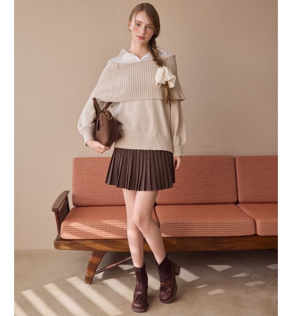  「リボンローファーコンビブーツ」|ショートブーツ|