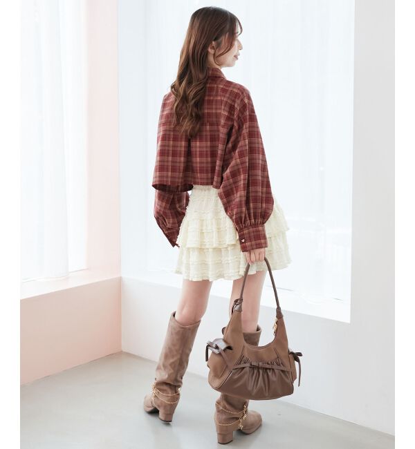  「カットレースフリルミニスカパン」|スカート|