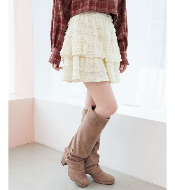  「カットレースフリルミニスカパン」|スカート|