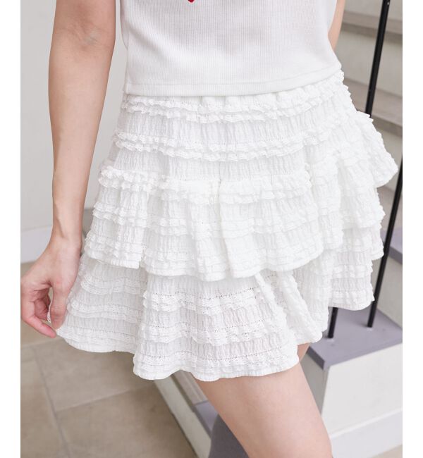  「カットレースフリルミニスカパン」|スカート|