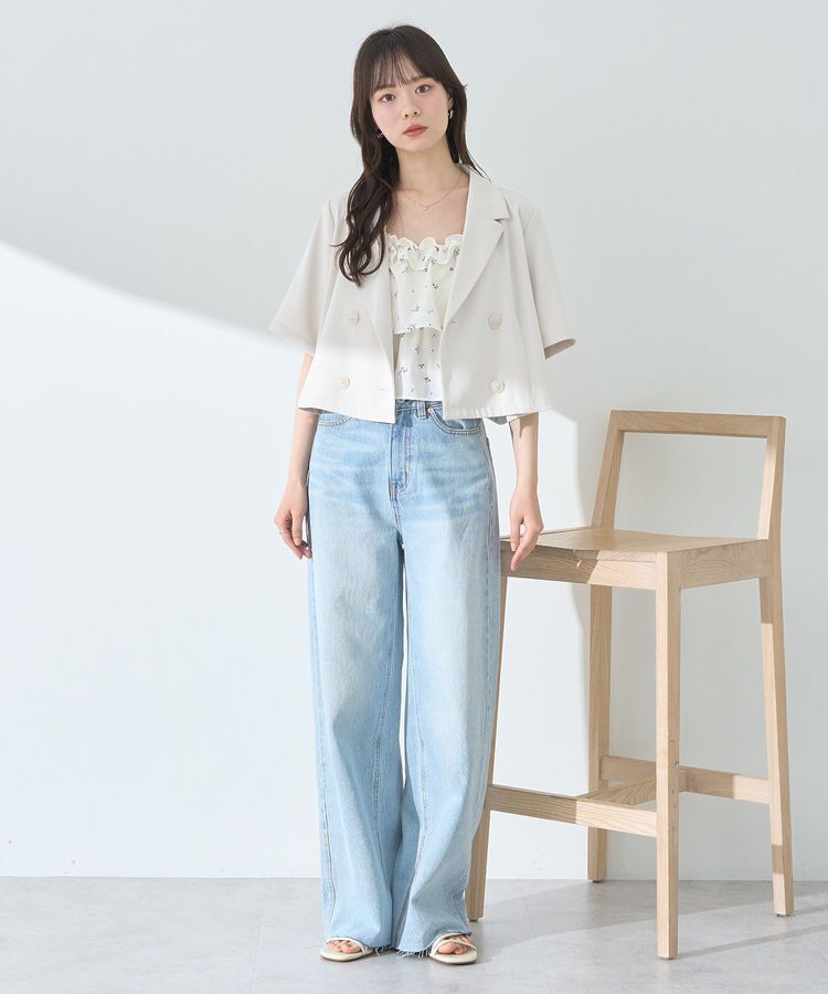 earth music&ecology「セルフカットワイドデニムパンツ」|デニム|