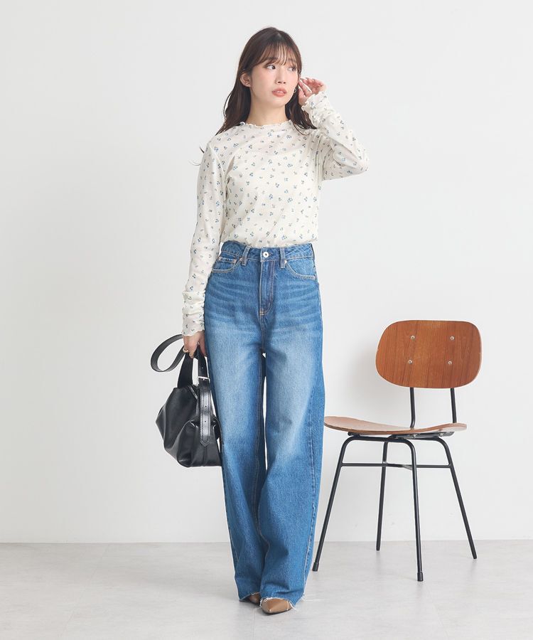 earth music&ecology「セルフカットワイドデニムパンツ」|デニム|