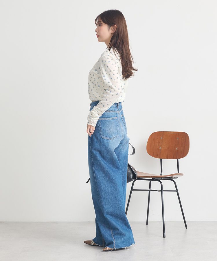earth music&ecology「セルフカットワイドデニムパンツ」|デニム|