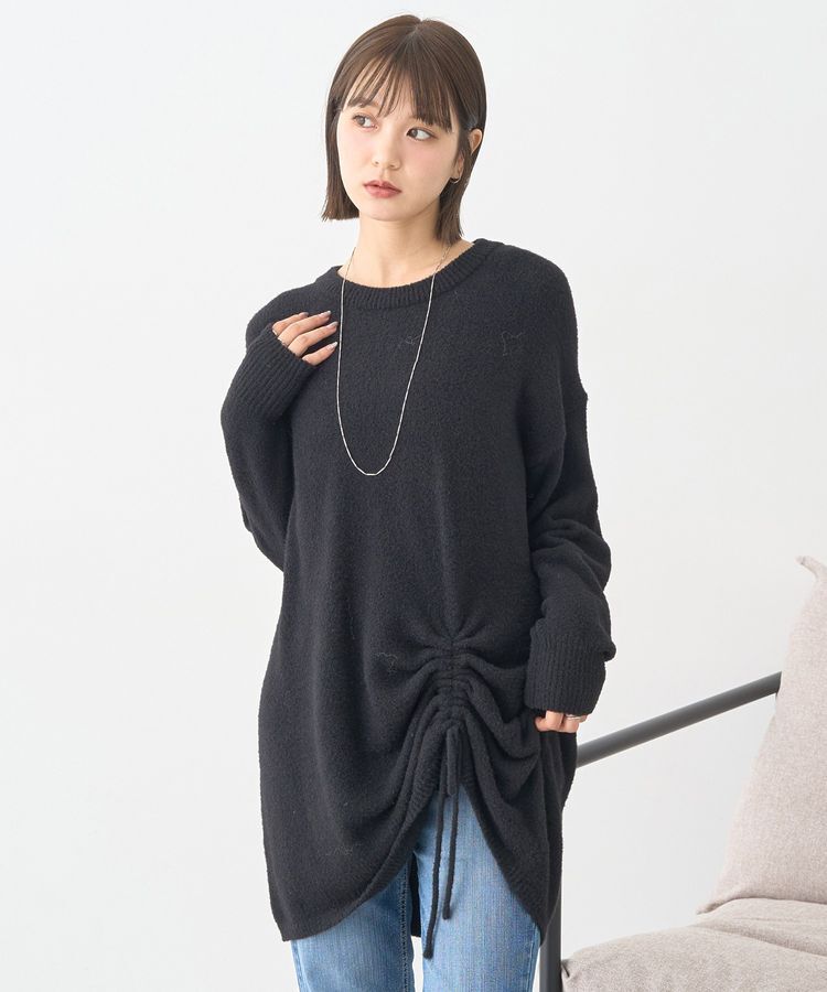 earth music&ecology「パウダーシャギーシャーリングニットミニワンピース」|ワンピース|