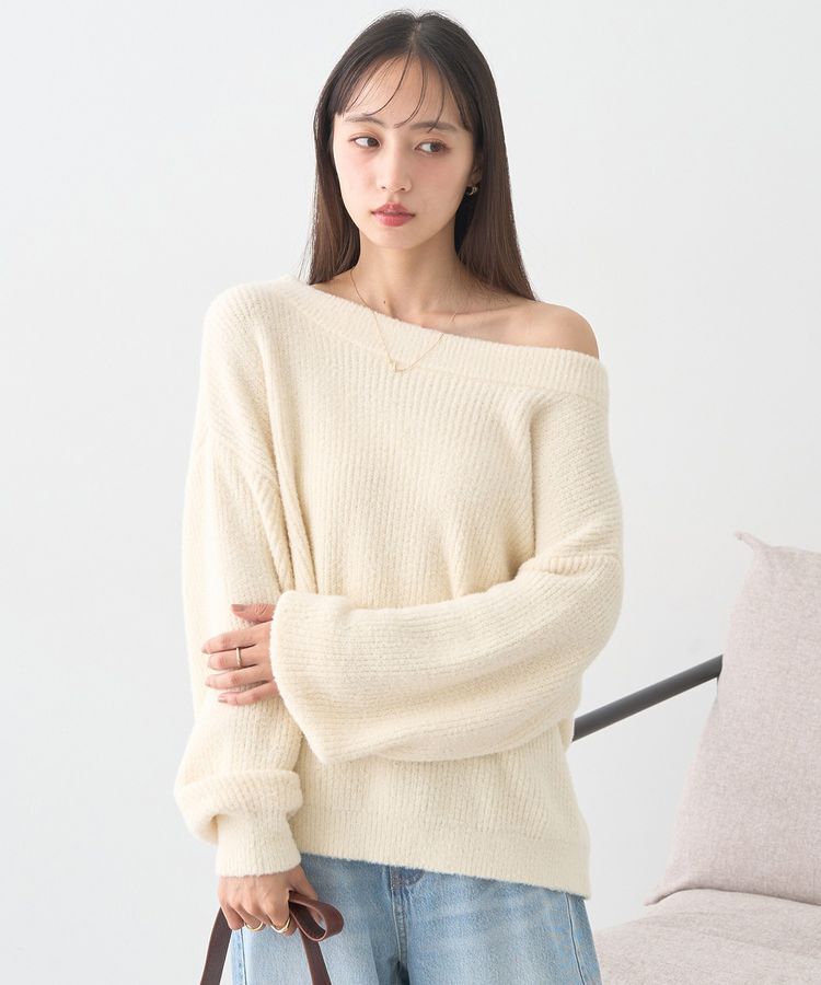 earth music&ecology「パウダーシャギー畦プルオーバー」|ニット・セーター|