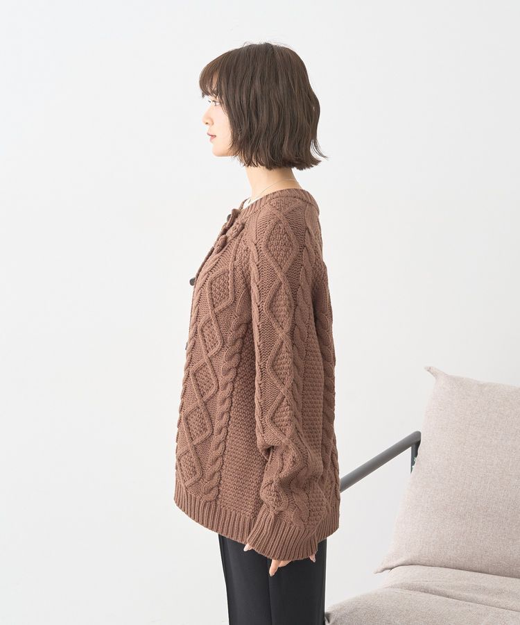 earth music&ecology「フラワーモチーフトグルボタンニットカーディガン」|カーディガン|