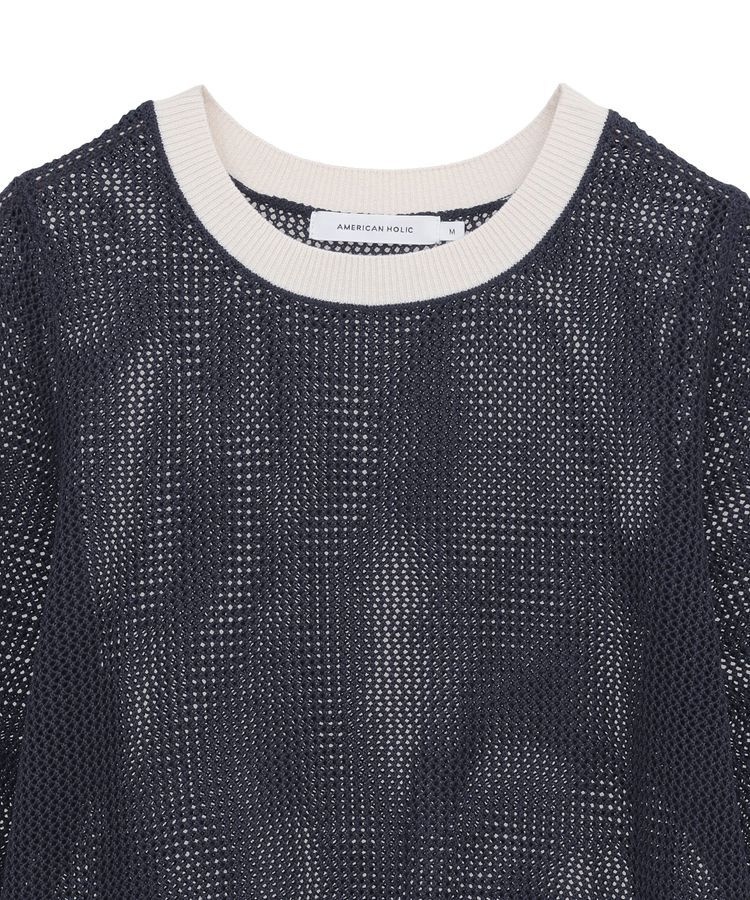 AMERICAN HOLIC「メッシュニットリンガーTシャツ」|ニット・セーター|