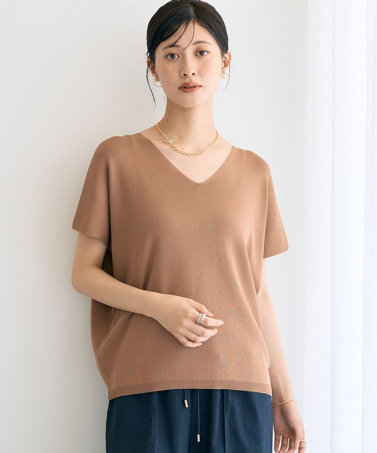 YECCA VECCA「Vネックドルマンニット」|ニット・セーター|Camel