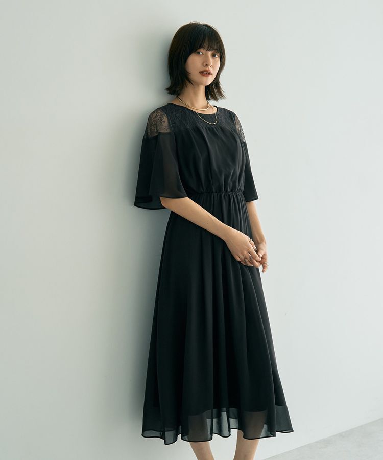 YECCA VECCA「レース切替シフォンドレス」|ワンピース|