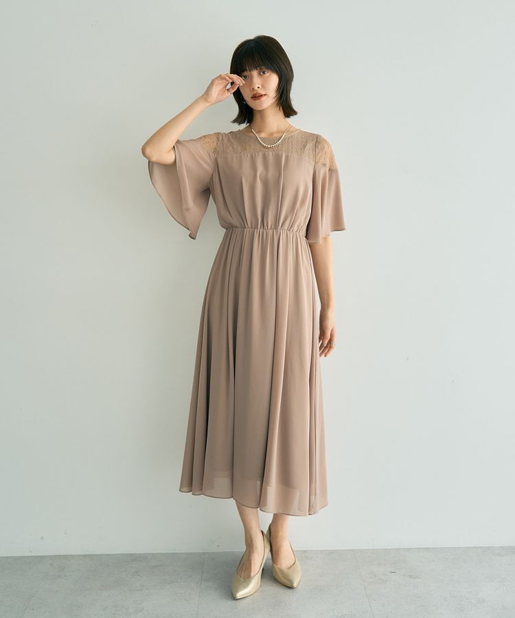 YECCA VECCA「レース切替シフォンドレス」|ワンピース|