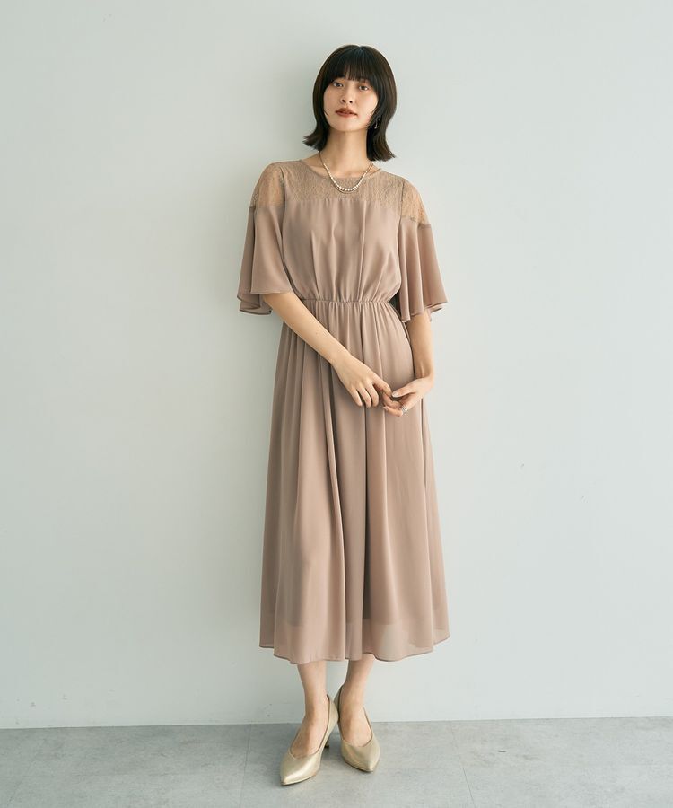 YECCA VECCA「レース切替シフォンドレス」|ワンピース|