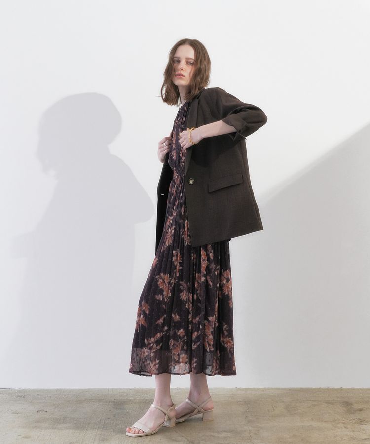 YECCA VECCA「ぼかし柄プリーツワンピース」|ワンピース|