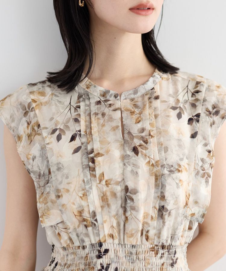 YECCA VECCA「ぼかし柄プリーツワンピース」|ワンピース|