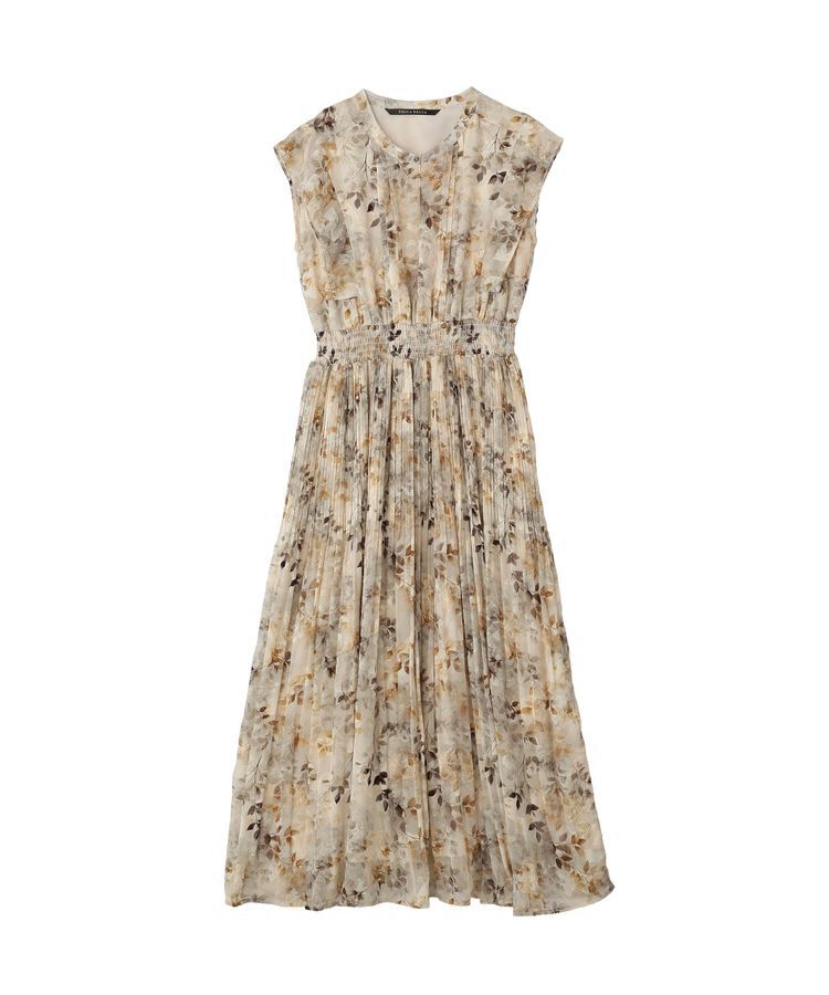 YECCA VECCA「ぼかし柄プリーツワンピース」|ワンピース|