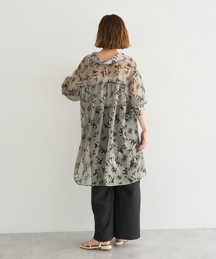 YECCA VECCA「フラワー柄シアーロングシャツ」|シャツ・ブラウス|