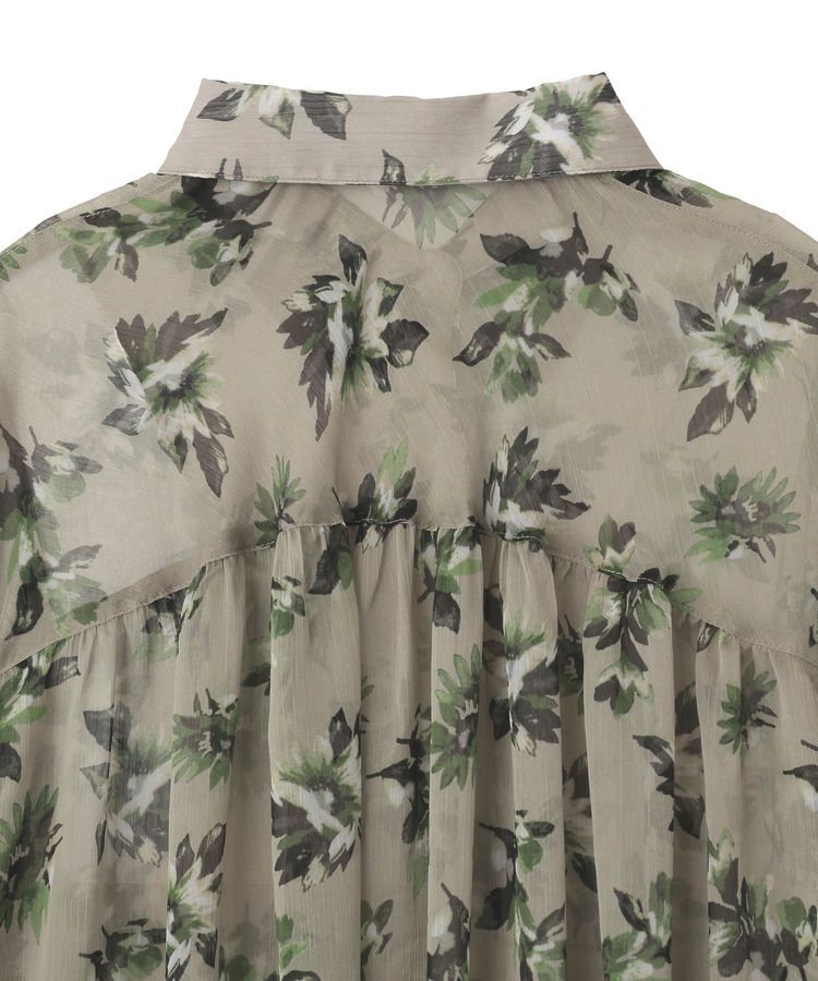 YECCA VECCA「フラワー柄シアーロングシャツ」|シャツ・ブラウス|