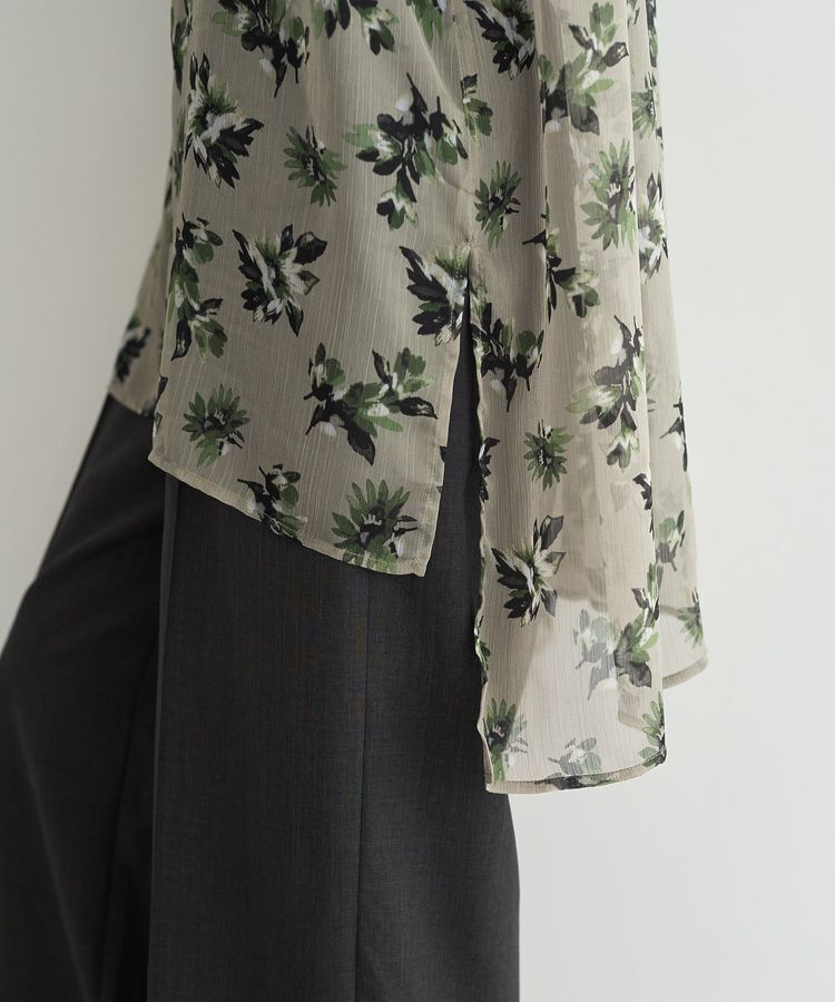 YECCA VECCA「フラワー柄シアーロングシャツ」|シャツ・ブラウス|