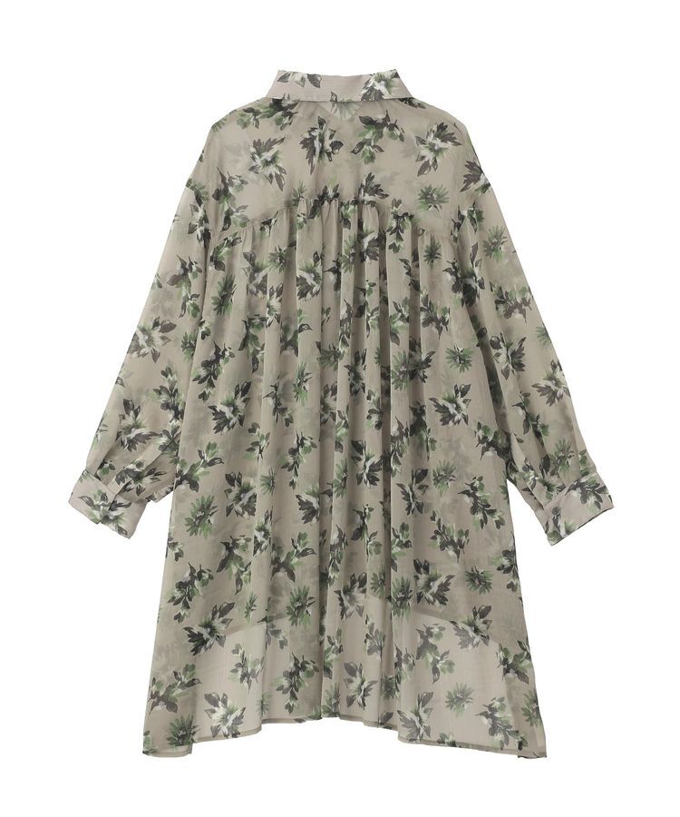 YECCA VECCA「フラワー柄シアーロングシャツ」|シャツ・ブラウス|