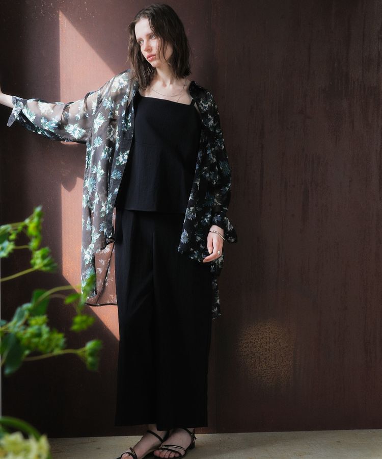 YECCA VECCA「フラワー柄シアーロングシャツ」|シャツ・ブラウス|