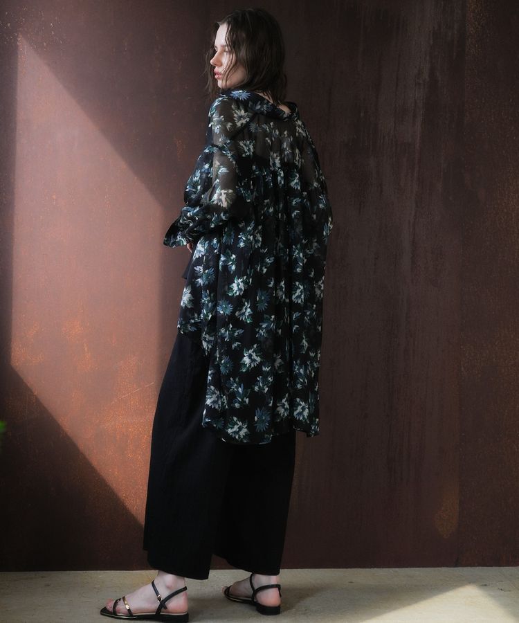 YECCA VECCA「フラワー柄シアーロングシャツ」|シャツ・ブラウス|