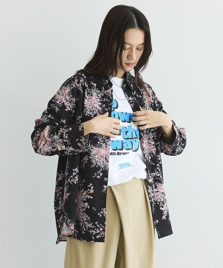 GARAGE OF GOOD CLOTHING「【日本製】ピーチファイユフラワープリントロングシャツ」|シャツ・ブラウス|