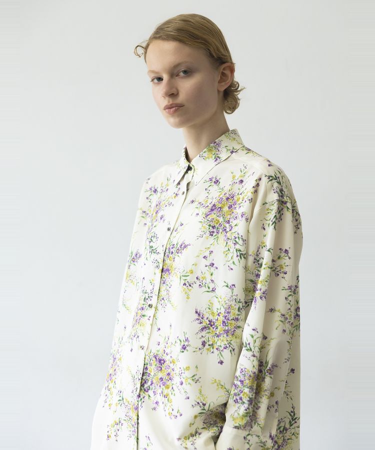 GARAGE OF GOOD CLOTHING「【日本製】ピーチファイユフラワープリントロングシャツ」|シャツ・ブラウス|