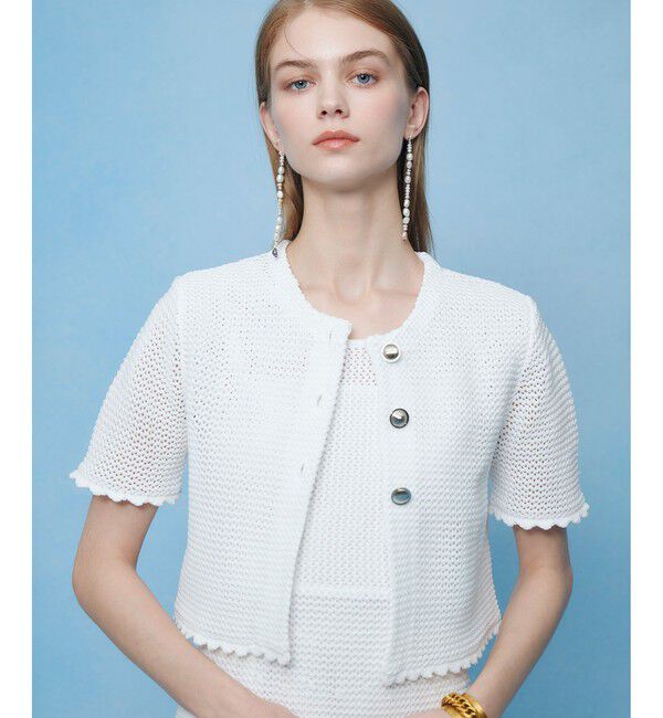 LOULOU WILLOUGHBY「【LOULOU WILLOUGHBY】メッシュクロッシェボレロカーディガン」|カーディガン|オフホワイト