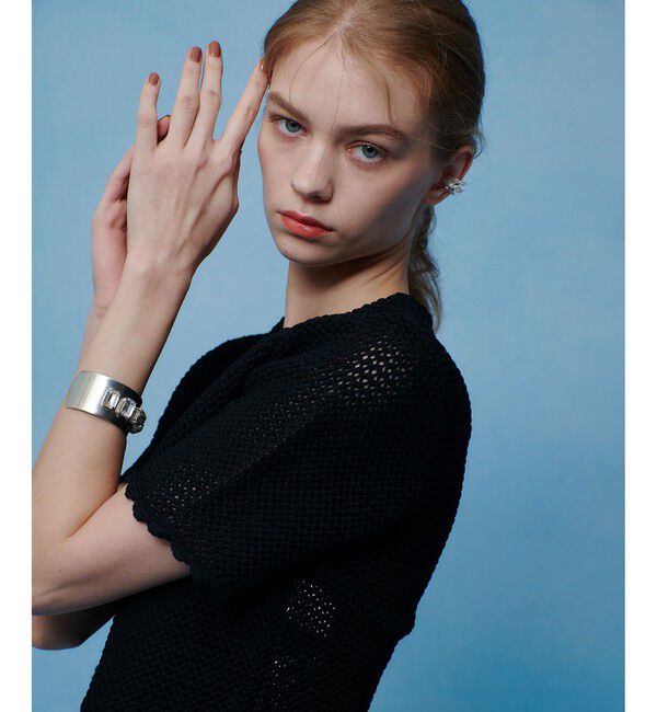 LOULOU WILLOUGHBY「【LOULOU WILLOUGHBY】メッシュクロッシェボレロカーディガン」|カーディガン|ブラック