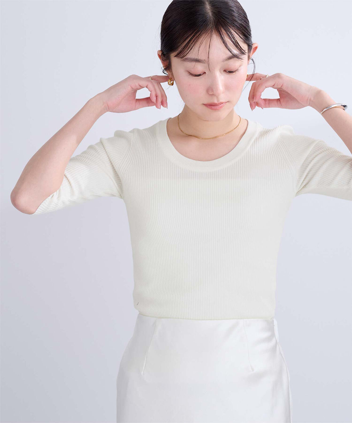 ur's「Uネックリブニット」|ニット・セーター|