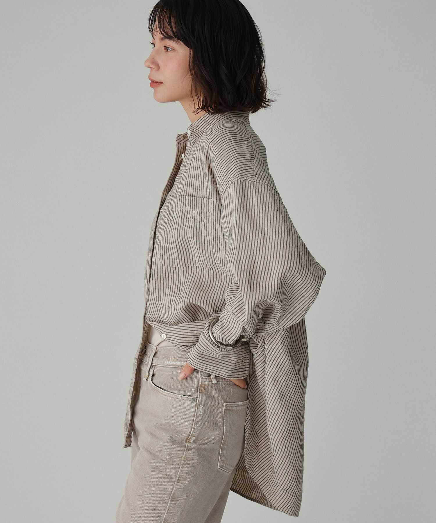 BABYLONE「【WEBストア限定】ストライプBIGシルエットシャツ」|シャツ・ブラウス|