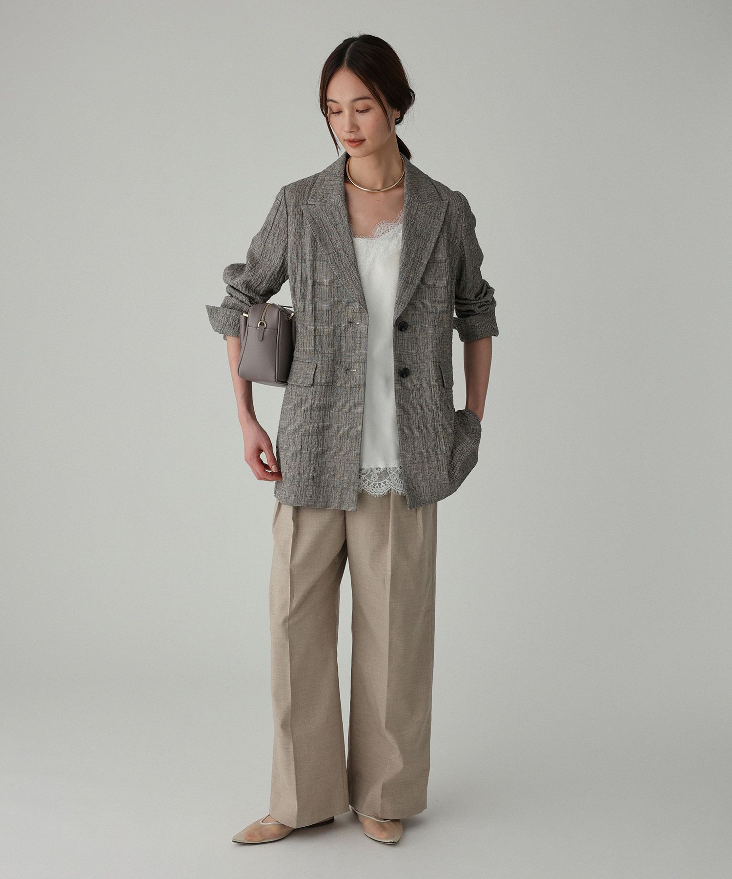 BABYLONE「クレープリネンジャケット」|テーラードジャケット|