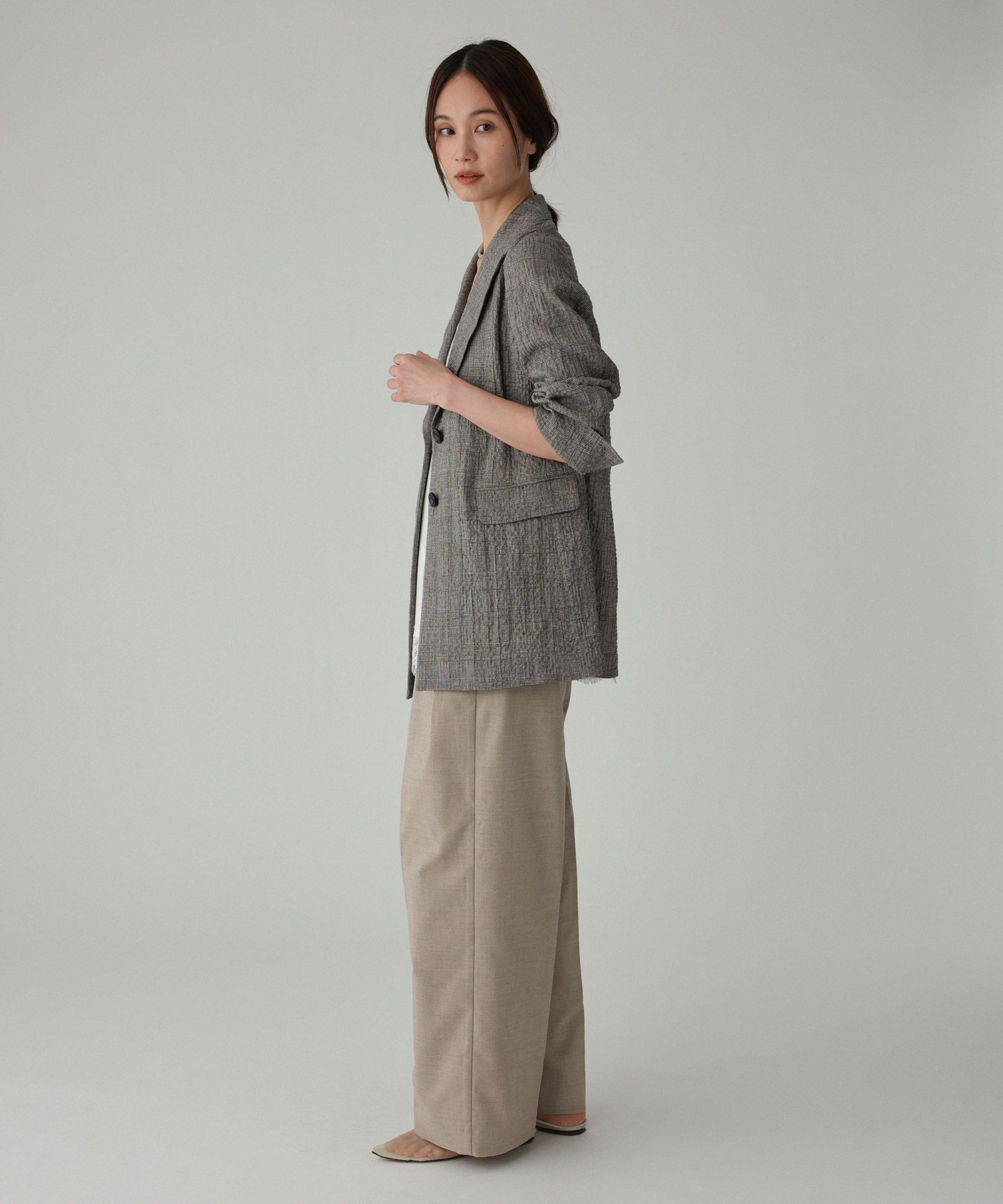 BABYLONE「クレープリネンジャケット」|テーラードジャケット|