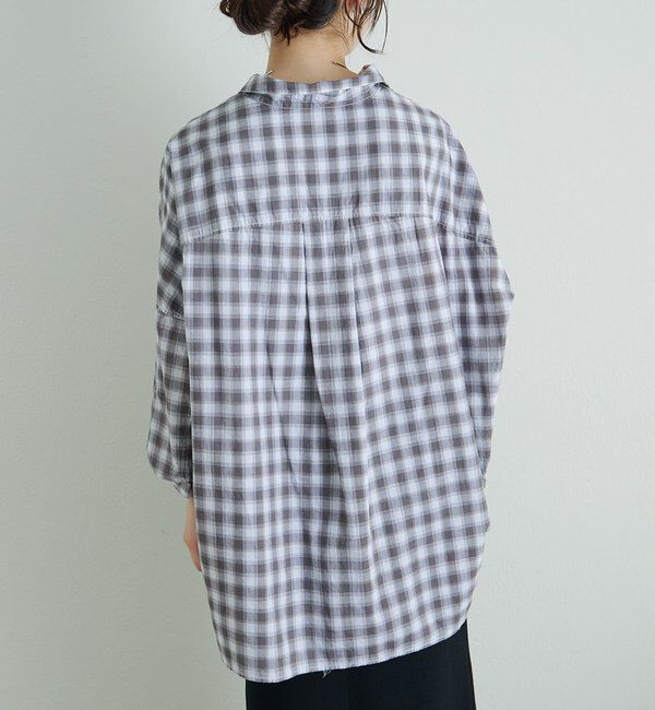  「綿麻チェックオーバーシャツブラウス」|シャツ・ブラウス|