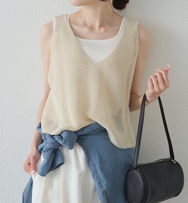  「片畦ニットビスチェ」|ニット・セーター|アイボリー