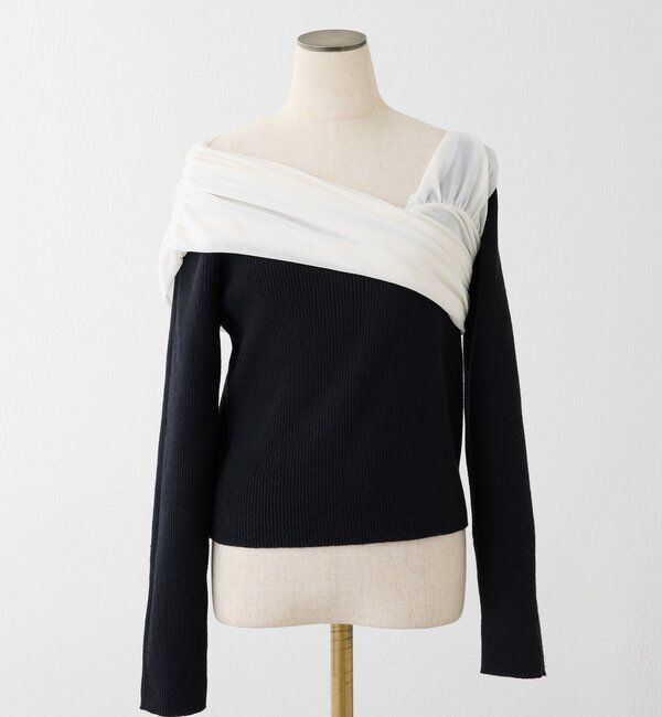  「異素材ドッキングオフショルニット」|ニット・セーター|