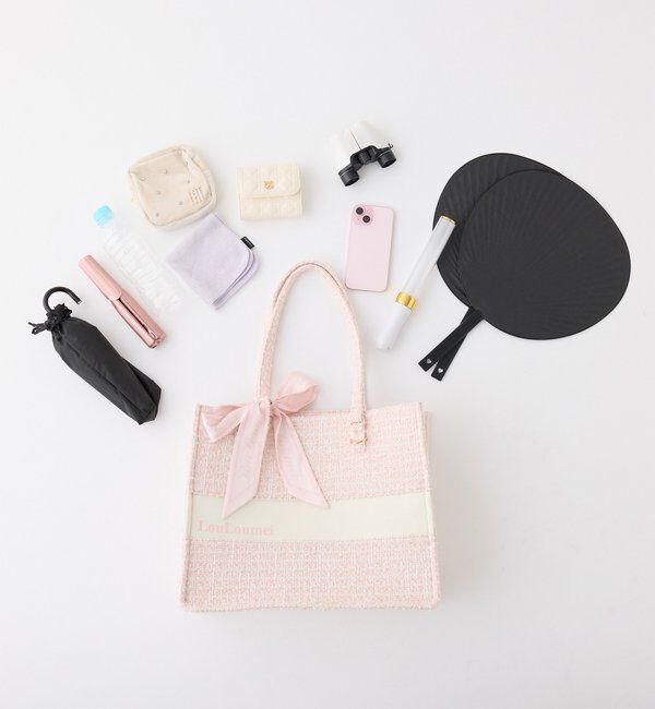  「【LouLoumei】スカーフ付ツイード横長キャリーオントート／自立可能／推し活」|ショルダー・メッセンジャー|