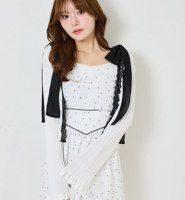  「レース付きリブカーディガン」|ニット・セーター|