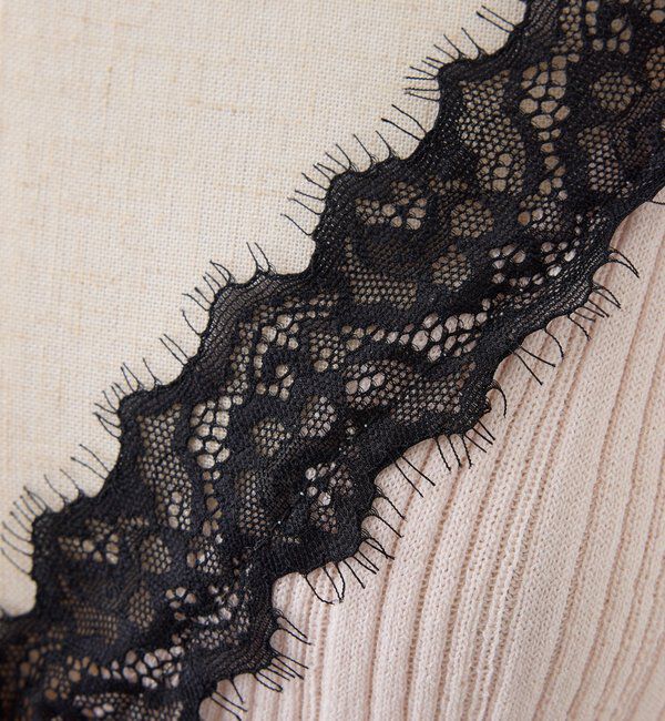  「レース付きリブカーディガン」|ニット・セーター|