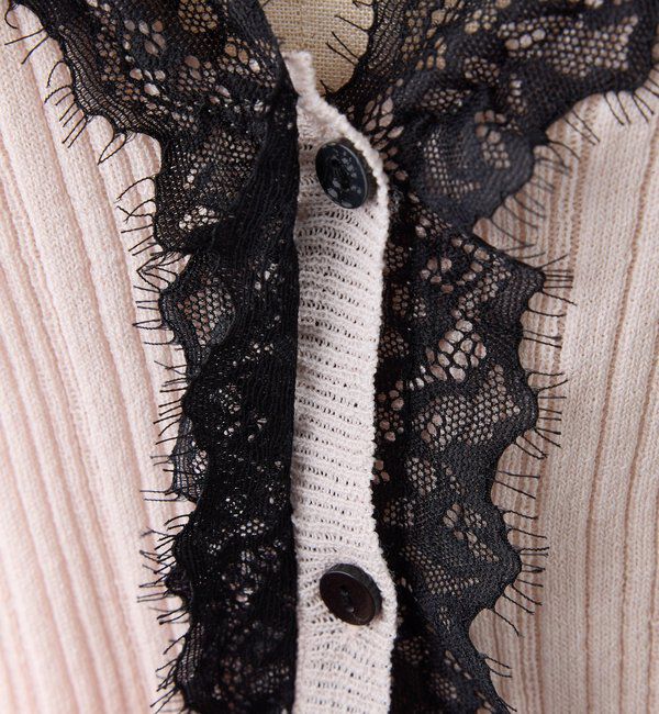  「レース付きリブカーディガン」|ニット・セーター|