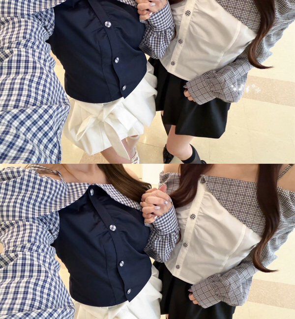  「バックレースアップ配色オフショルブラウス」|シャツ・ブラウス|