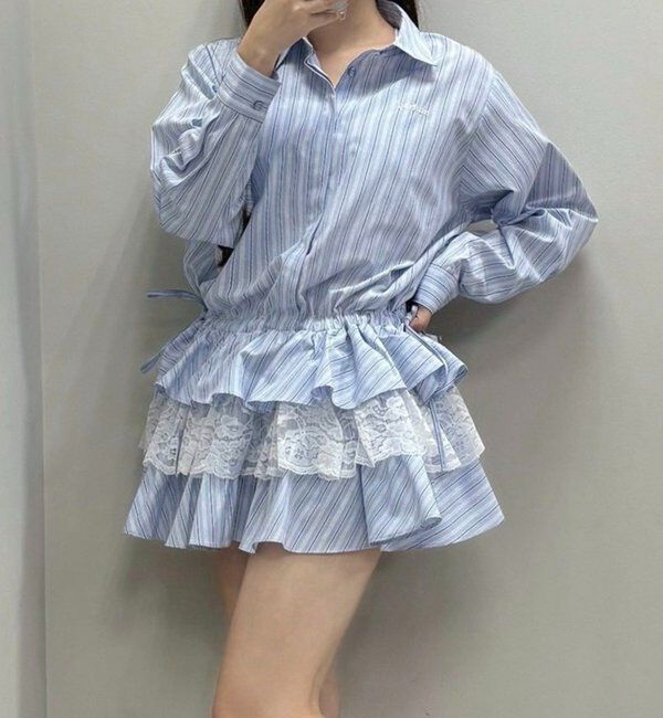  「裾ティアードシャツワンピース」|シャツ・ブラウス|